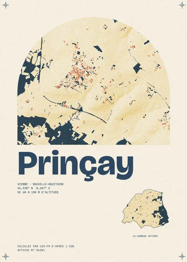 Affiche de Prinçay, calculée par 123-fr d'après l'IGN