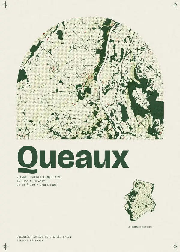 Affiche de Queaux, calculée par 123-fr d'après l'IGN