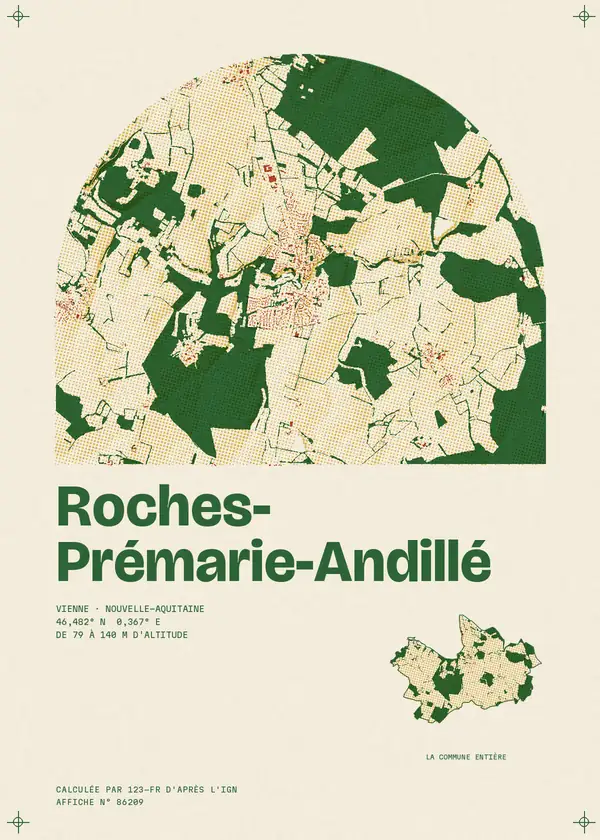 Affiche de Roches-Prémarie-Andillé, calculée par 123-fr d'après l'IGN