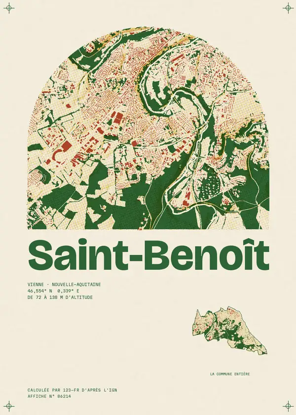 Affiche de Saint-Benoît, calculée par 123-fr d'après l'IGN