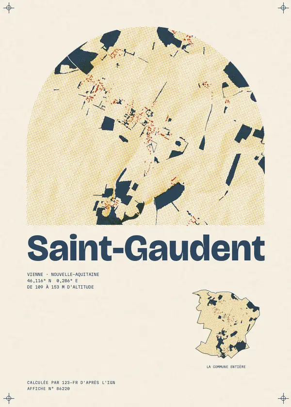 Affiche de Saint-Gaudent, calculée par 123-fr d'après l'IGN