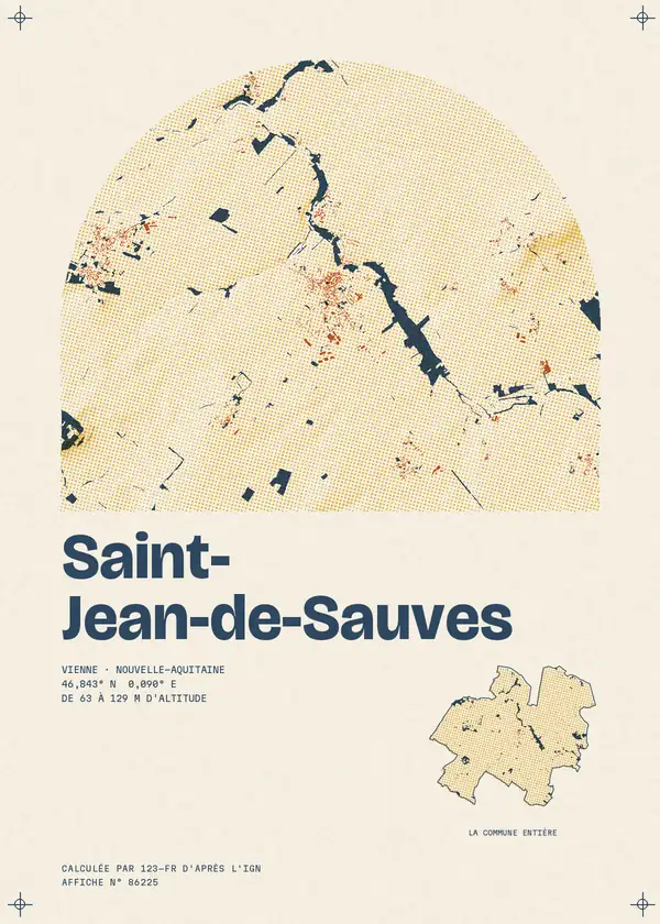 Affiche de Saint-Jean-de-Sauves, calculée par 123-fr d'après l'IGN