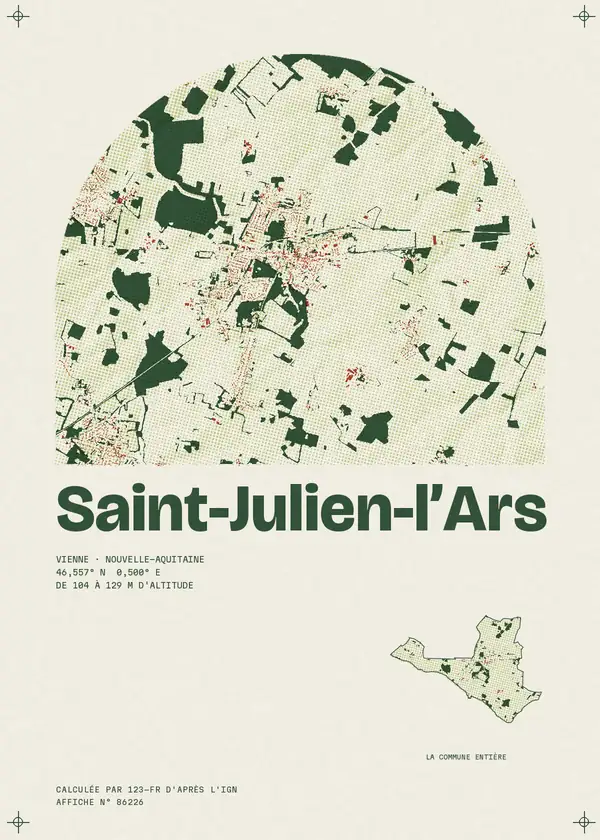 Affiche de Saint-Julien-l'Ars, calculée par 123-fr d'après l'IGN