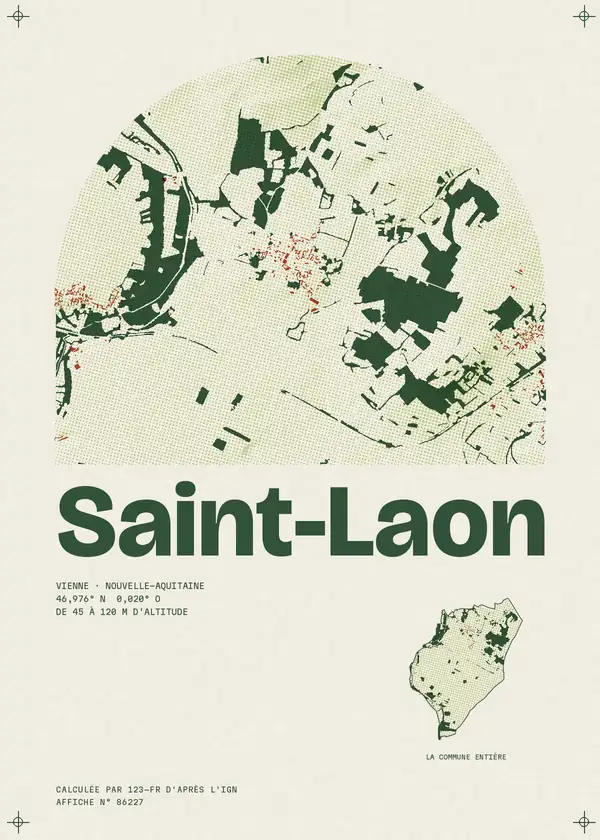 Affiche de Saint-Laon, calculée par 123-fr d'après l'IGN