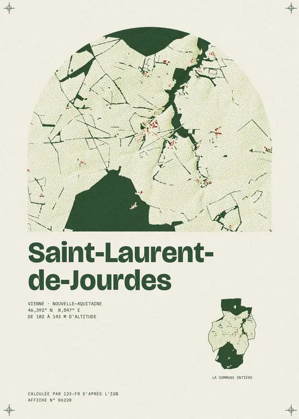 Affiche de Saint-Laurent-de-Jourdes, calculée par 123-fr d'après l'IGN