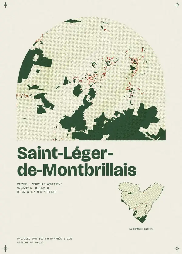 Affiche de Saint-Léger-de-Montbrillais, calculée par 123-fr d'après l'IGN