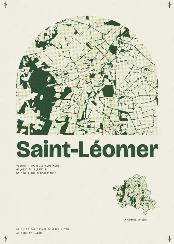 Affiche de Saint-Léomer, calculée par 123-fr d'après l'IGN