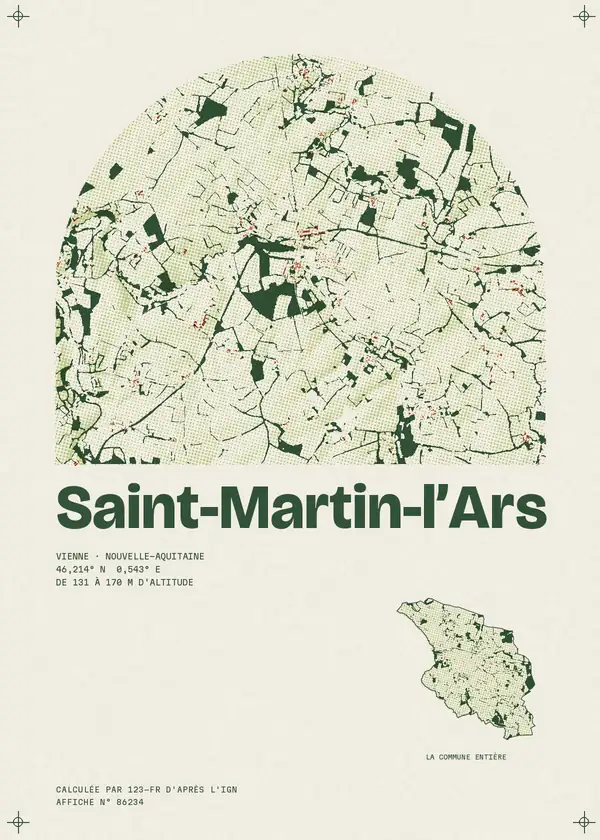 Affiche de Saint-Martin-l'Ars, calculée par 123-fr d'après l'IGN