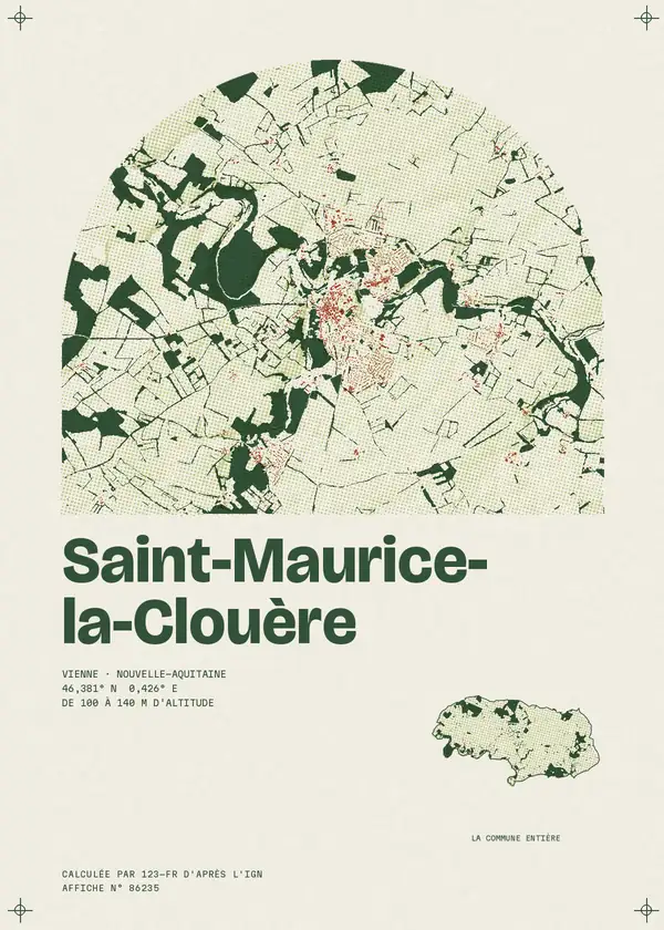 Affiche de Saint-Maurice-la-Clouère, calculée par 123-fr d'après l'IGN