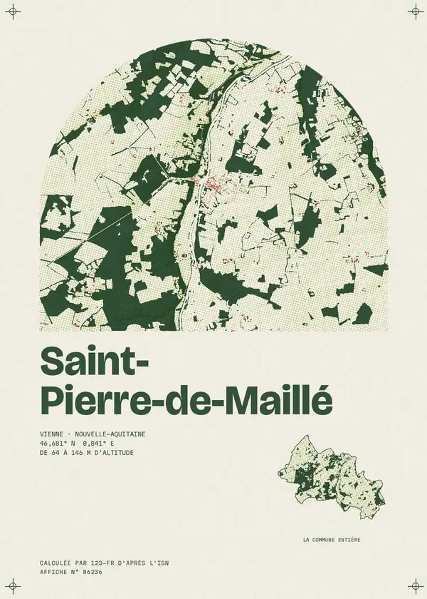 Affiche de Saint-Pierre-de-Maillé, calculée par 123-fr d'après l'IGN