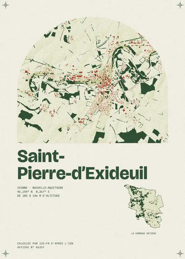 Affiche de Saint-Pierre-d'Exideuil, calculée par 123-fr d'après l'IGN