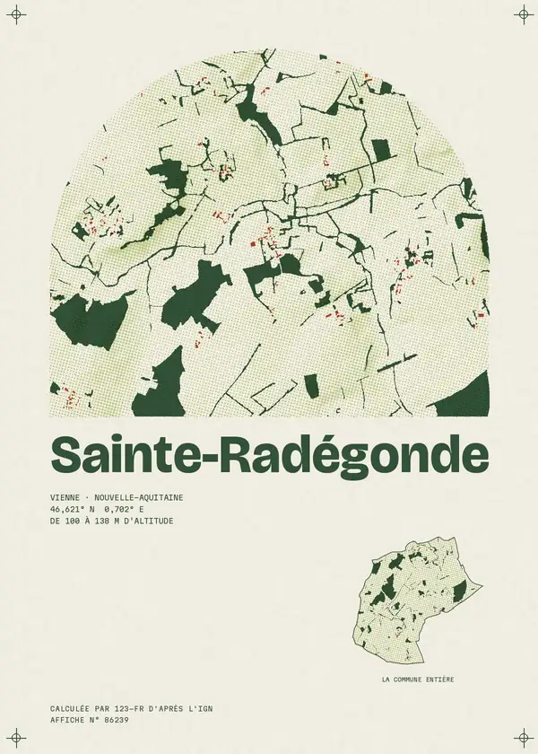 Affiche de Sainte-Radégonde, calculée par 123-fr d'après l'IGN