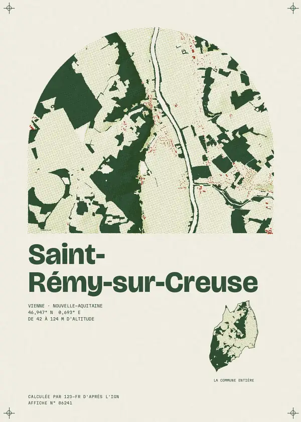 Affiche de Saint-Rémy-sur-Creuse, calculée par 123-fr d'après l'IGN