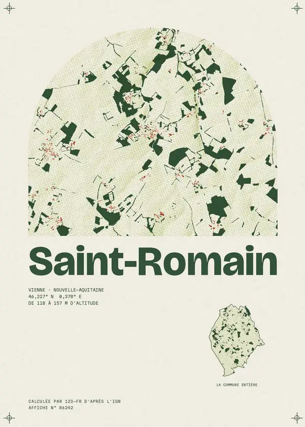 Affiche de Saint-Romain, calculée par 123-fr d'après l'IGN