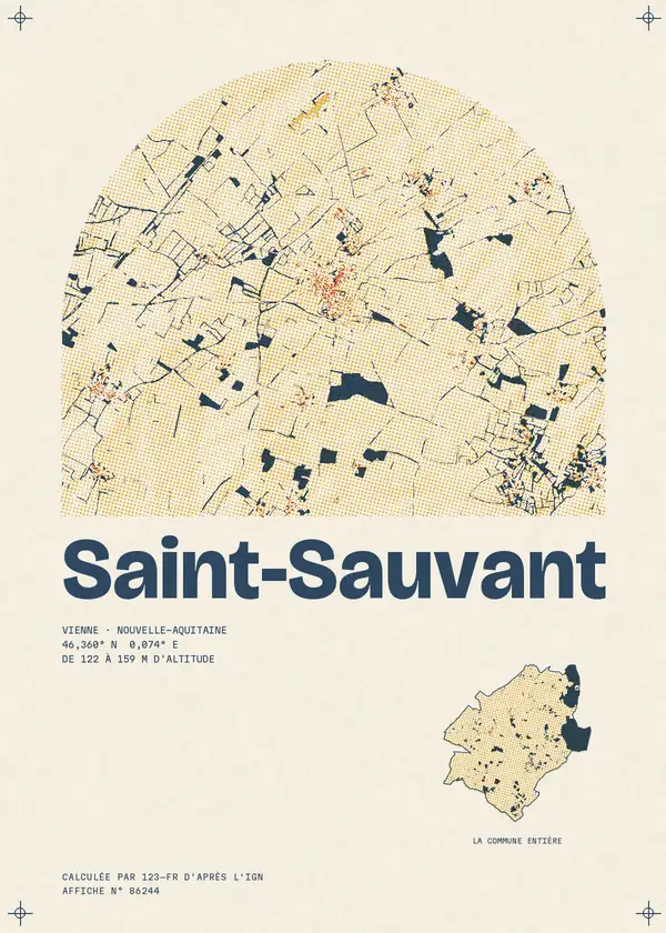 Affiche de Saint-Sauvant, calculée par 123-fr d'après l'IGN