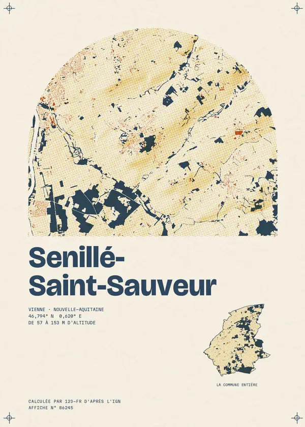 Affiche de Senillé-Saint-Sauveur, calculée par 123-fr d'après l'IGN