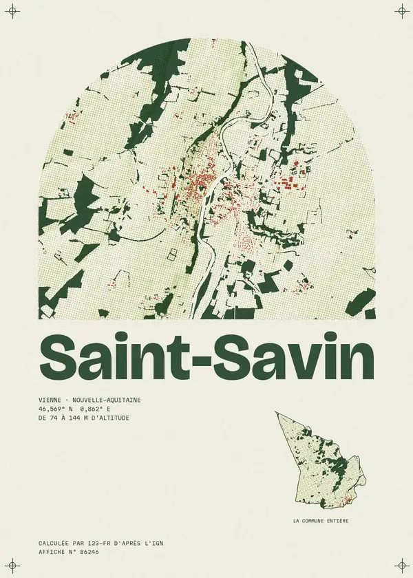 Affiche de Saint-Savin, calculée par 123-fr d'après l'IGN