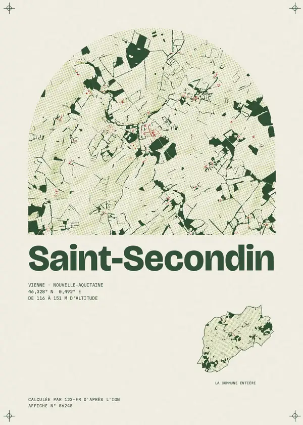 Affiche de Saint-Secondin, calculée par 123-fr d'après l'IGN