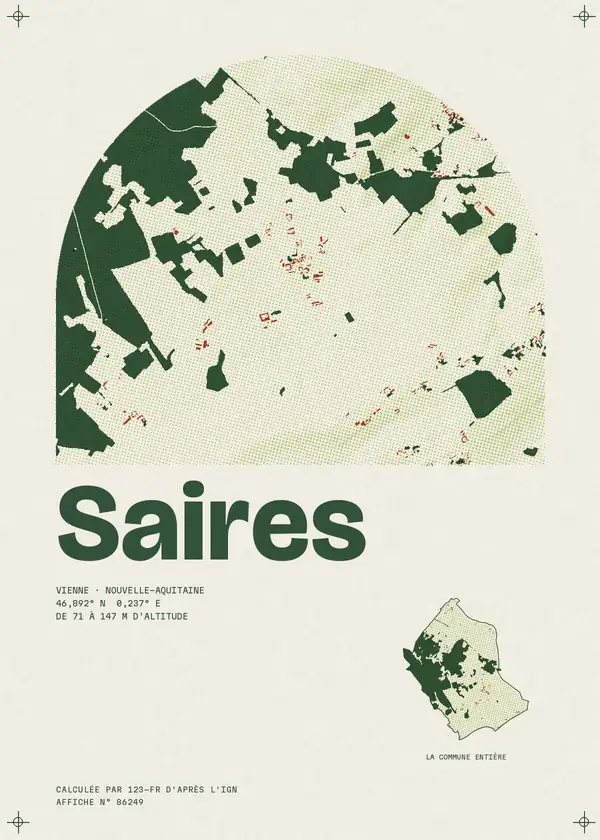 Affiche de Saires, calculée par 123-fr d'après l'IGN