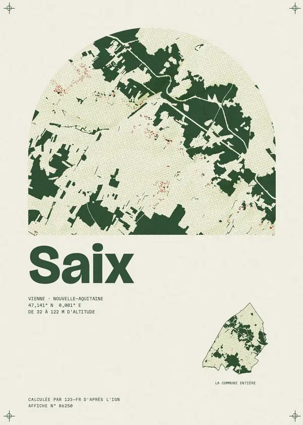 Affiche de Saix, calculée par 123-fr d'après l'IGN