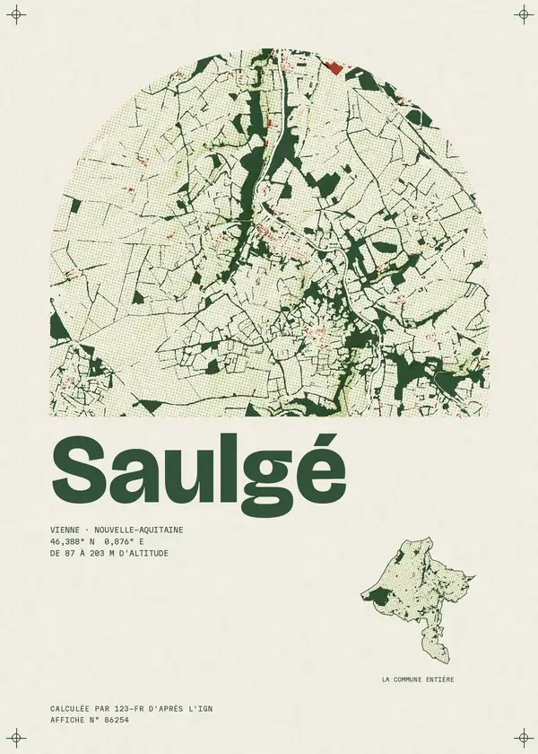 Affiche de Saulgé, calculée par 123-fr d'après l'IGN