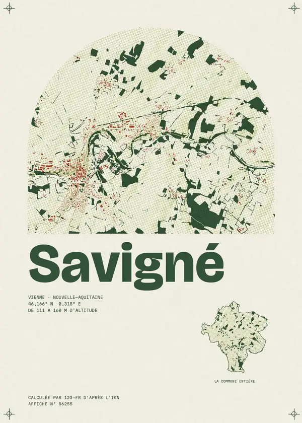 Affiche de Savigné, calculée par 123-fr d'après l'IGN