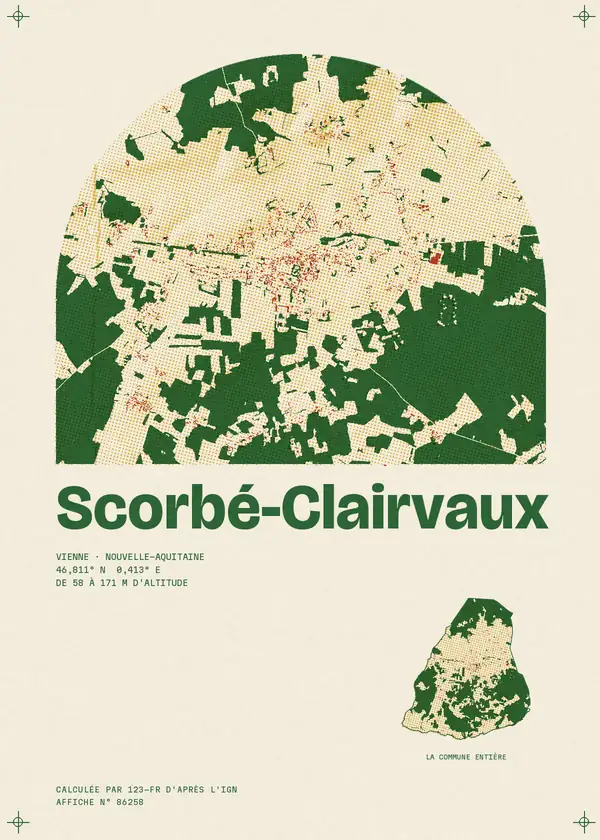 Affiche de Scorbé-Clairvaux, calculée par 123-fr d'après l'IGN