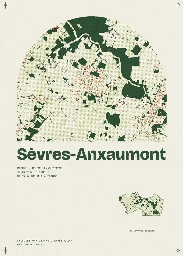 Affiche de Sèvres-Anxaumont, calculée par 123-fr d'après l'IGN