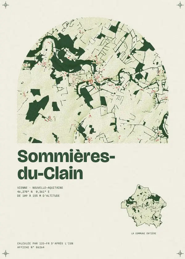 Affiche de Sommières-du-Clain, calculée par 123-fr d'après l'IGN