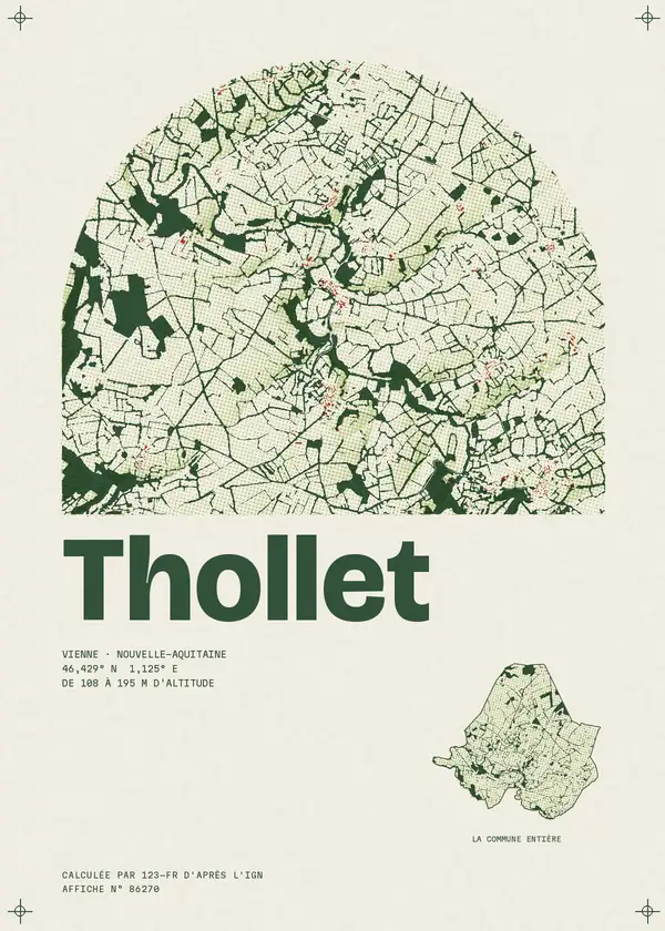 Affiche de Thollet, calculée par 123-fr d'après l'IGN