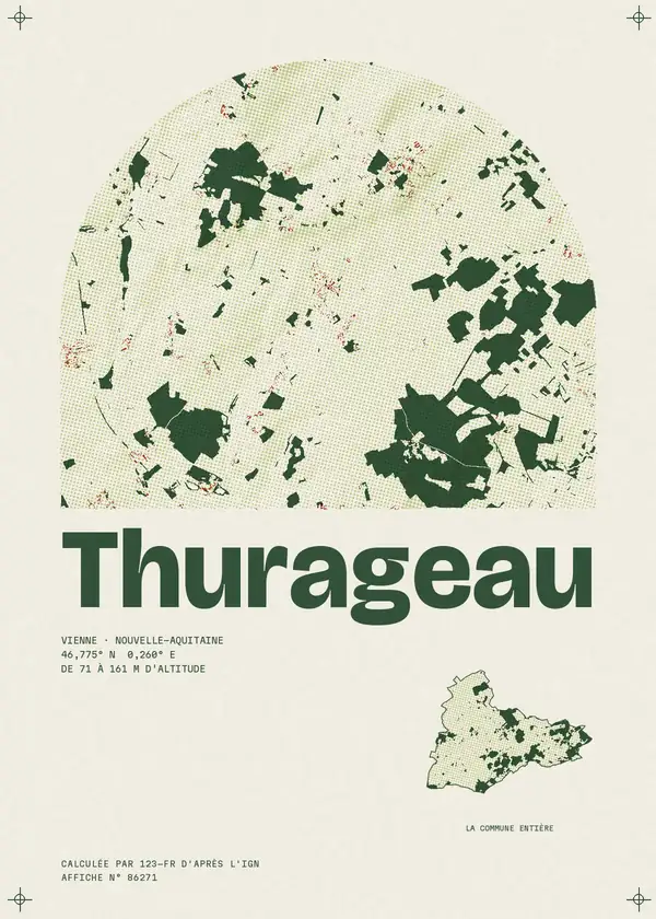 Affiche de Thurageau, calculée par 123-fr d'après l'IGN