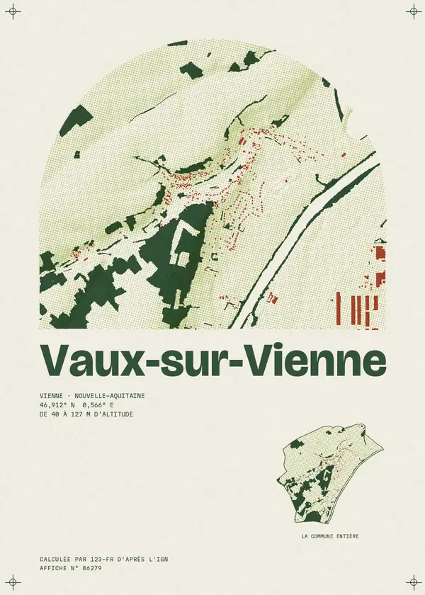 Affiche de Vaux-sur-Vienne, calculée par 123-fr d'après l'IGN