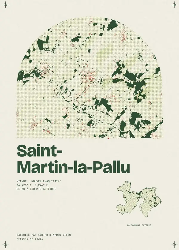 Affiche de Saint-Martin-la-Pallu, calculée par 123-fr d'après l'IGN