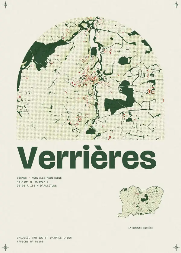 Affiche de Verrières, calculée par 123-fr d'après l'IGN