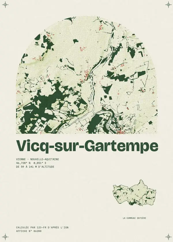 Affiche de Vicq-sur-Gartempe, calculée par 123-fr d'après l'IGN