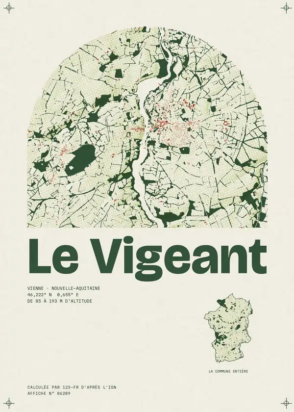 Affiche de Le Vigeant, calculée par 123-fr d'après l'IGN