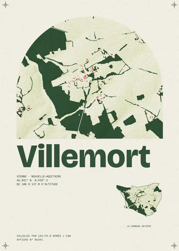 Affiche de Villemort, calculée par 123-fr d'après l'IGN