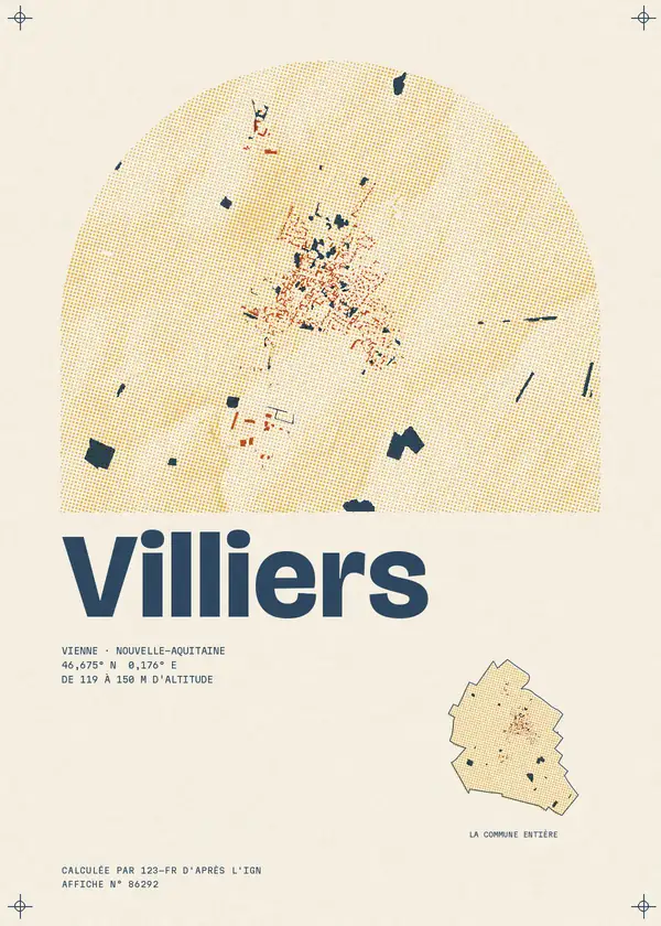 Affiche de Villiers, calculée par 123-fr d'après l'IGN