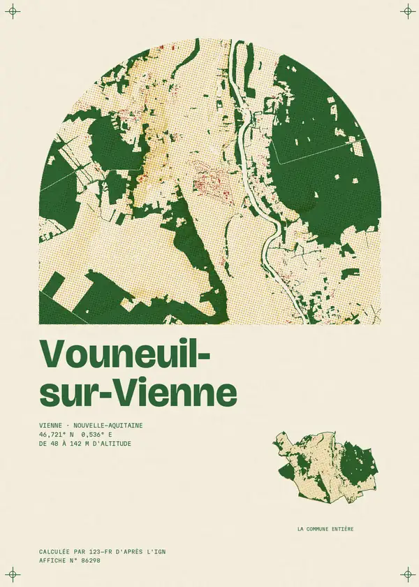 Affiche de Vouneuil-sur-Vienne, calculée par 123-fr d'après l'IGN