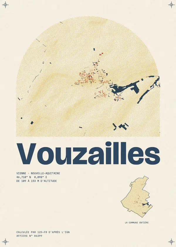 Affiche de Vouzailles, calculée par 123-fr d'après l'IGN