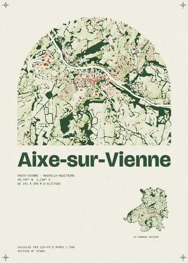Affiche de Aixe-sur-Vienne, calculée par 123-fr d'après l'IGN