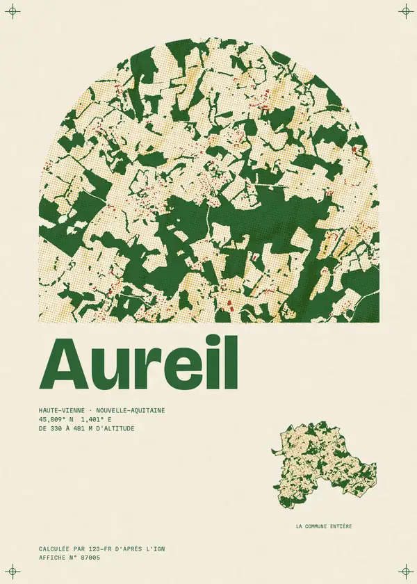 Affiche de Aureil, calculée par 123-fr d'après l'IGN