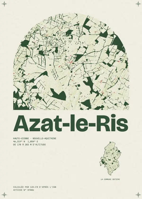 Affiche de Azat-le-Ris, calculée par 123-fr d'après l'IGN