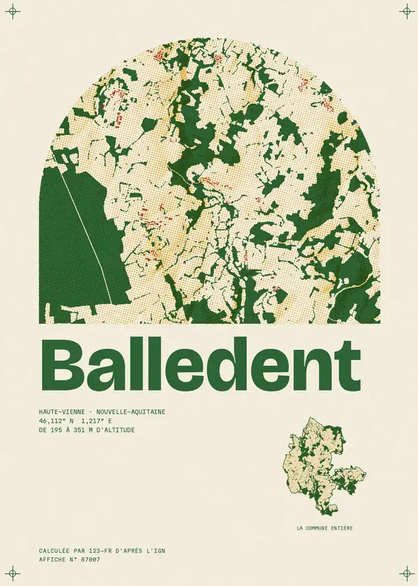 Affiche de Balledent, calculée par 123-fr d'après l'IGN