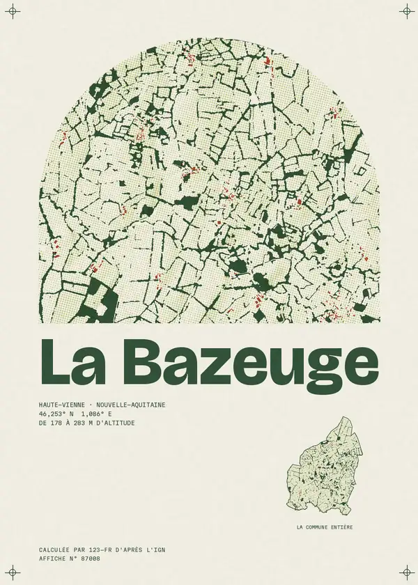 Affiche de La Bazeuge, calculée par 123-fr d'après l'IGN
