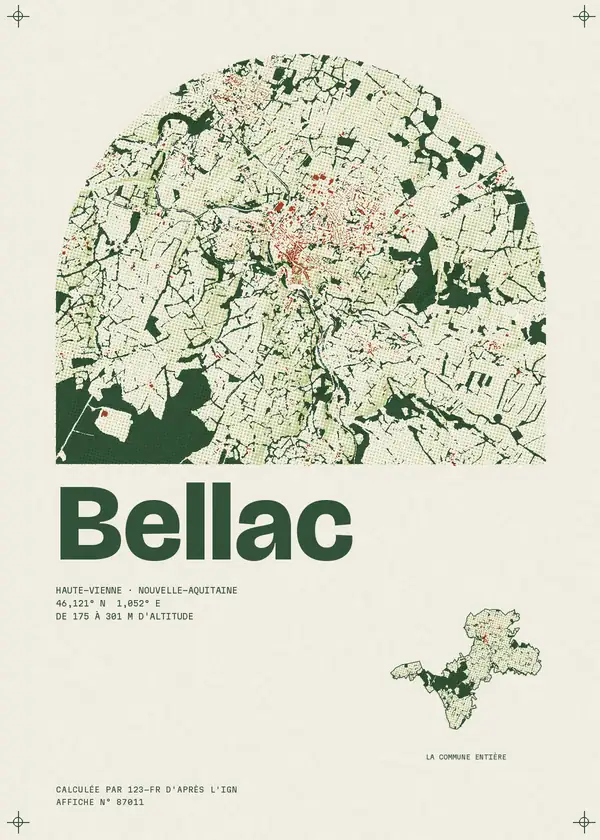 Affiche de Bellac, calculée par 123-fr d'après l'IGN