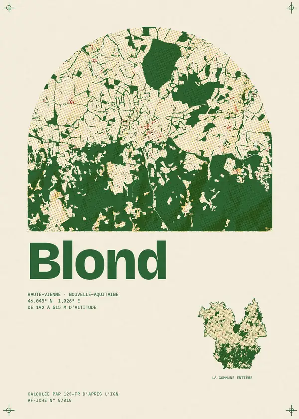 Affiche de Blond, calculée par 123-fr d'après l'IGN