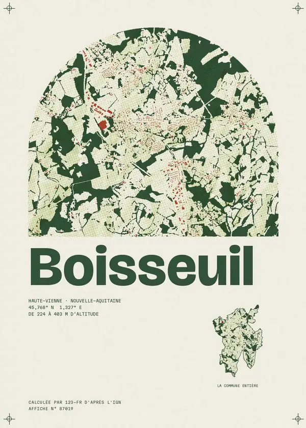 Affiche de Boisseuil, calculée par 123-fr d'après l'IGN