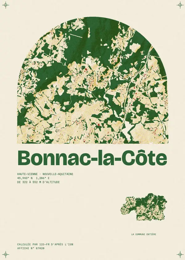 Affiche de Bonnac-la-Côte, calculée par 123-fr d'après l'IGN