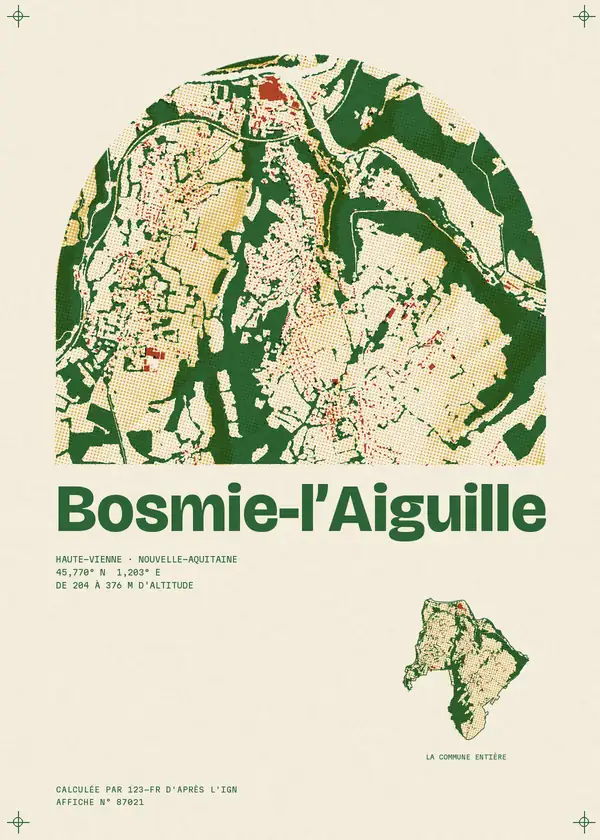 Affiche de Bosmie-l'Aiguille, calculée par 123-fr d'après l'IGN